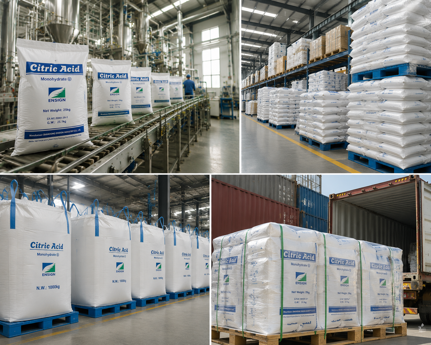 Bulk citric acid supplier showing food ingredient production and supply capability