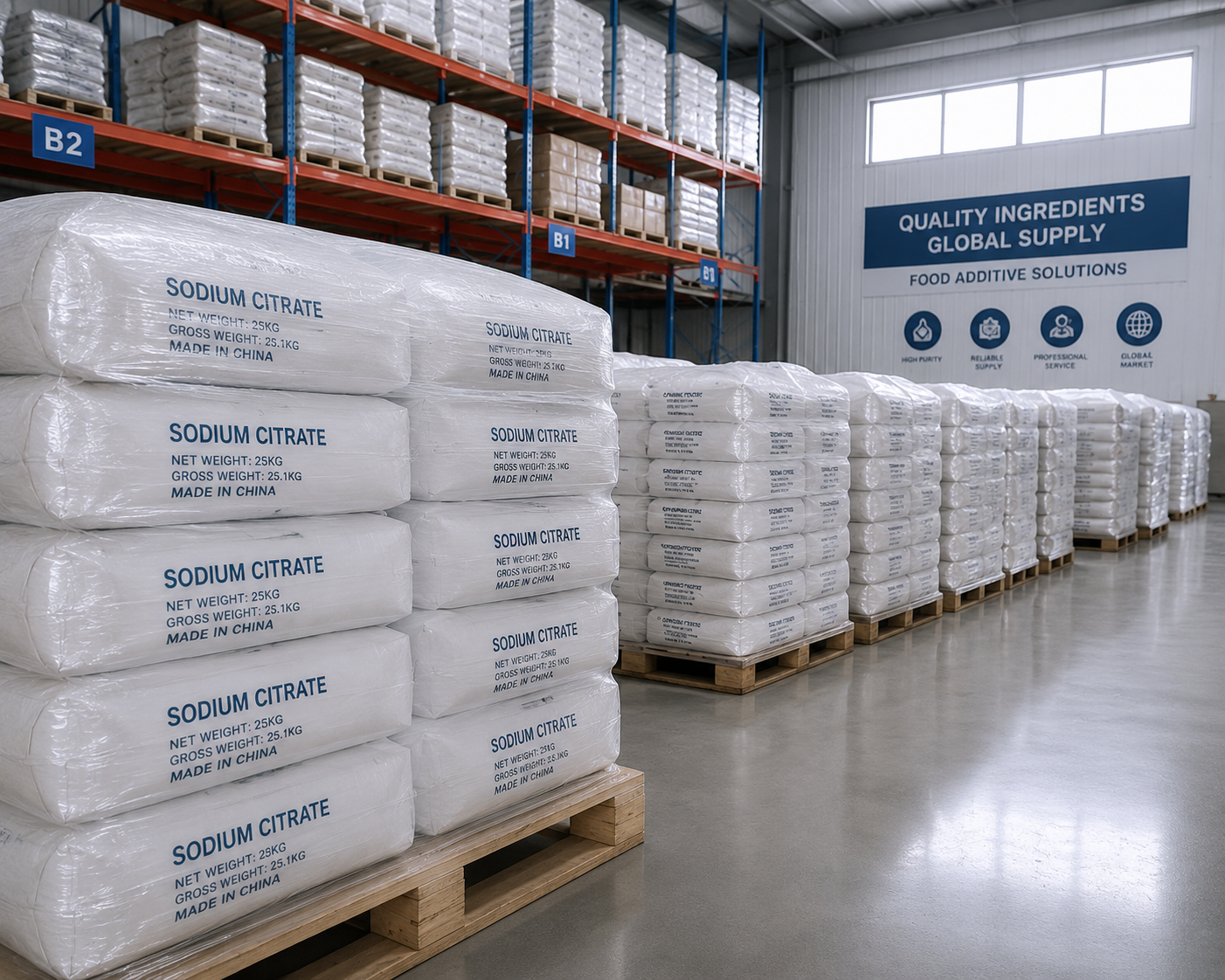 Bulk sodium citrate supply warehouse for global buyers