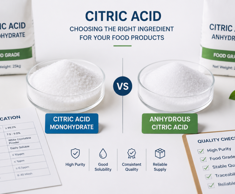 Citric acid monohydrate vs anhydrous citric acid comparison for food manufacturers