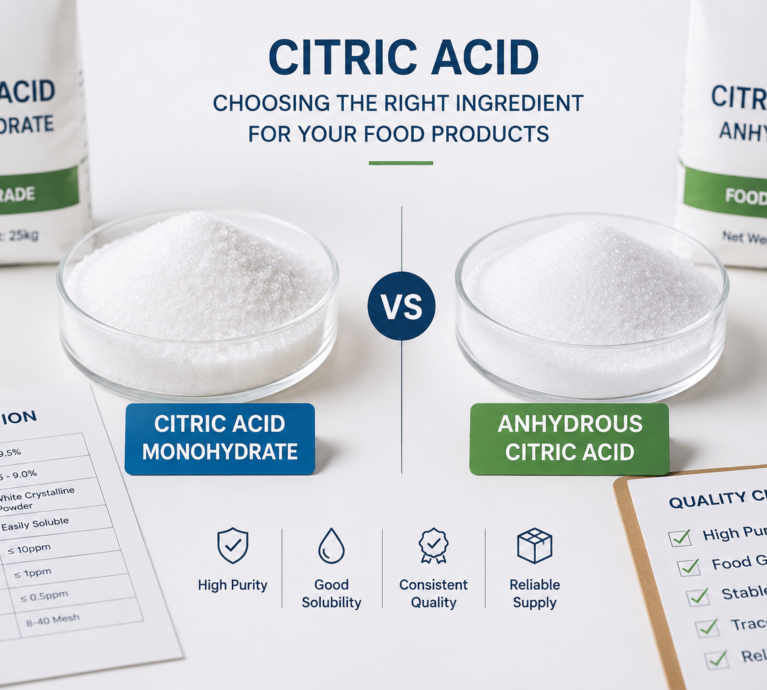 Citric acid monohydrate vs anhydrous citric acid comparison for food manufacturers