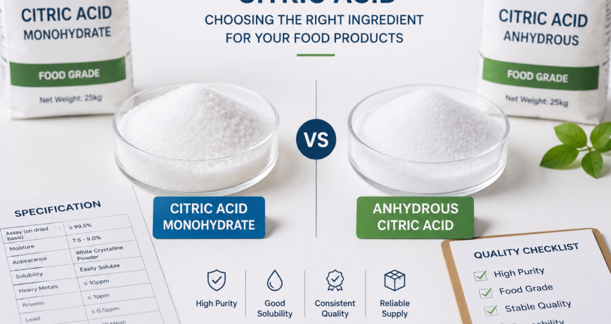 Citric acid monohydrate vs anhydrous citric acid comparison for food manufacturers