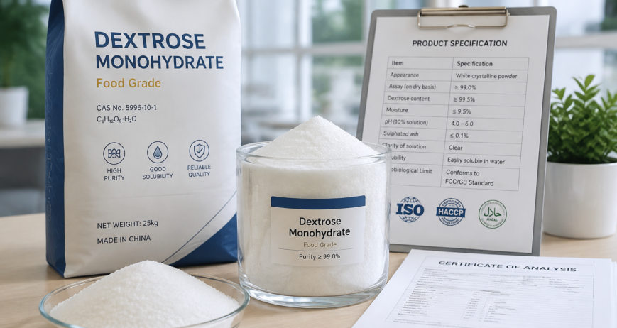 Food grade dextrose monohydrate ingredient with quality documentation