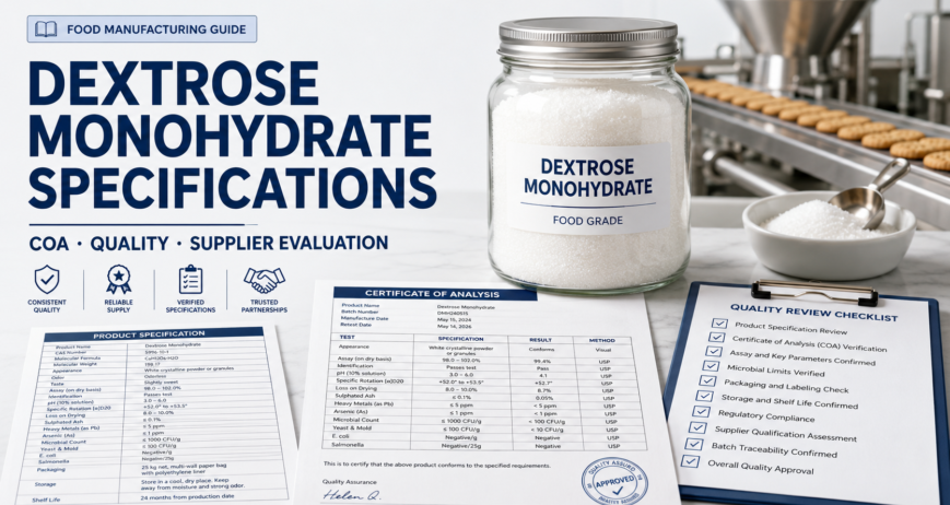 Dextrose monohydrate specifications and quality evaluation guide for food manufacturers