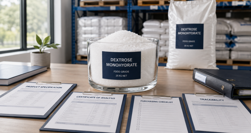 Dextrose monohydrate supplier evaluation for bulk food ingredient purchasing