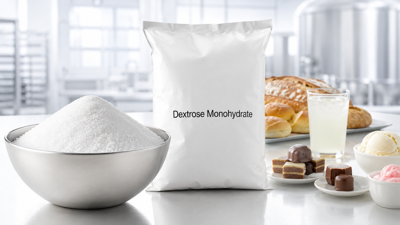 Dextrose monohydrate uses in food manufacturing applications
