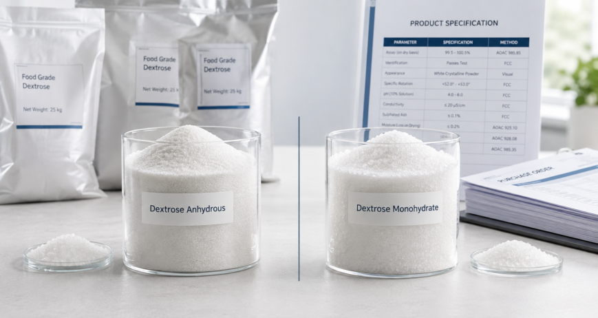 Dextrose anhydrous vs dextrose monohydrate for food manufacturing
