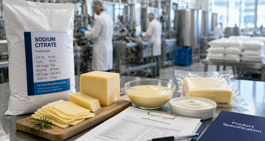 Sodium citrate used in dairy processing and cheese manufacturing applications