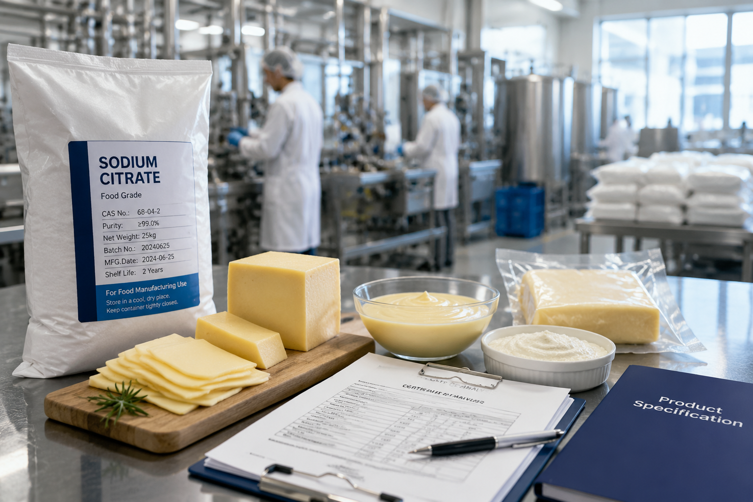 Sodium citrate used in dairy processing and cheese manufacturing applications