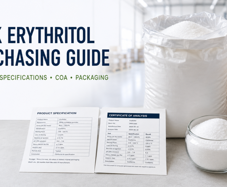 Bulk erythritol supplier and purchasing guide for food manufacturers