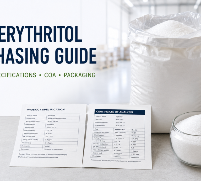 Bulk erythritol supplier and purchasing guide for food manufacturers