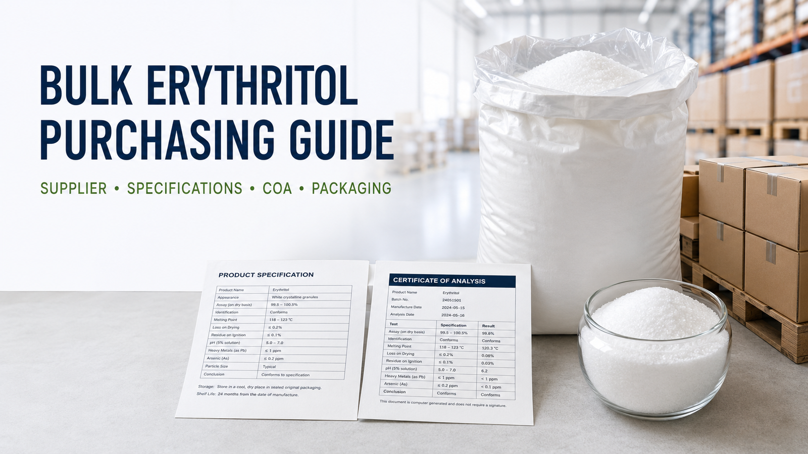 Bulk erythritol supplier and purchasing guide for food manufacturers