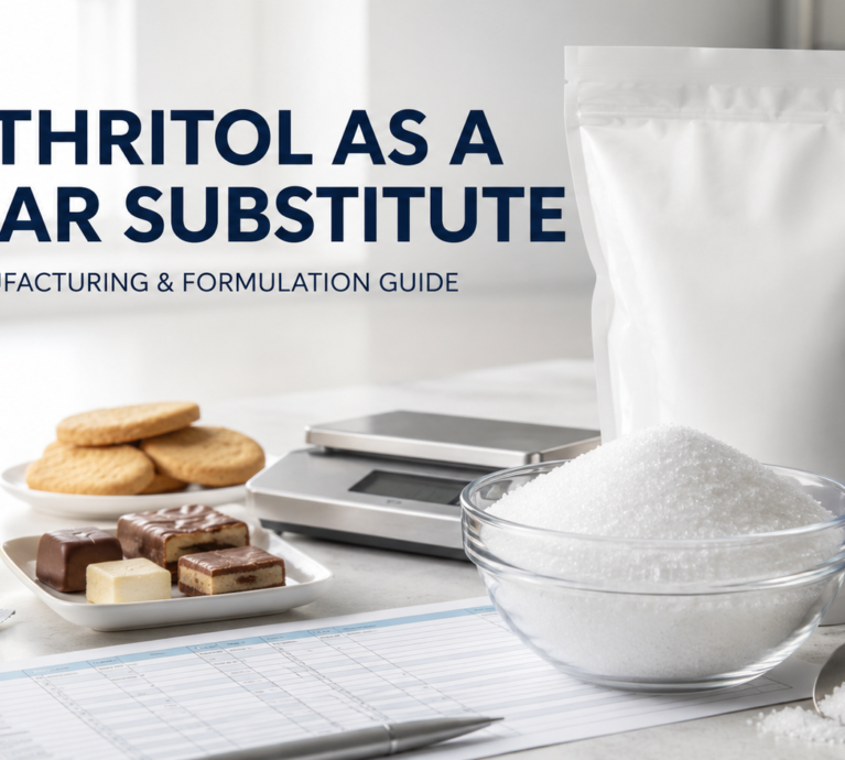 Erythritol as a sugar substitute in food manufacturing and formulation