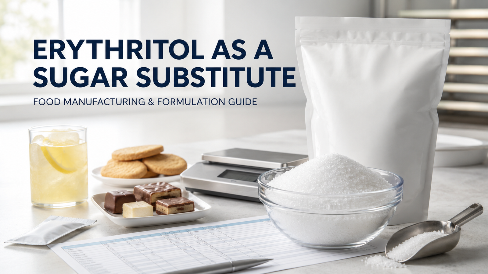Erythritol as a sugar substitute in food manufacturing and formulation