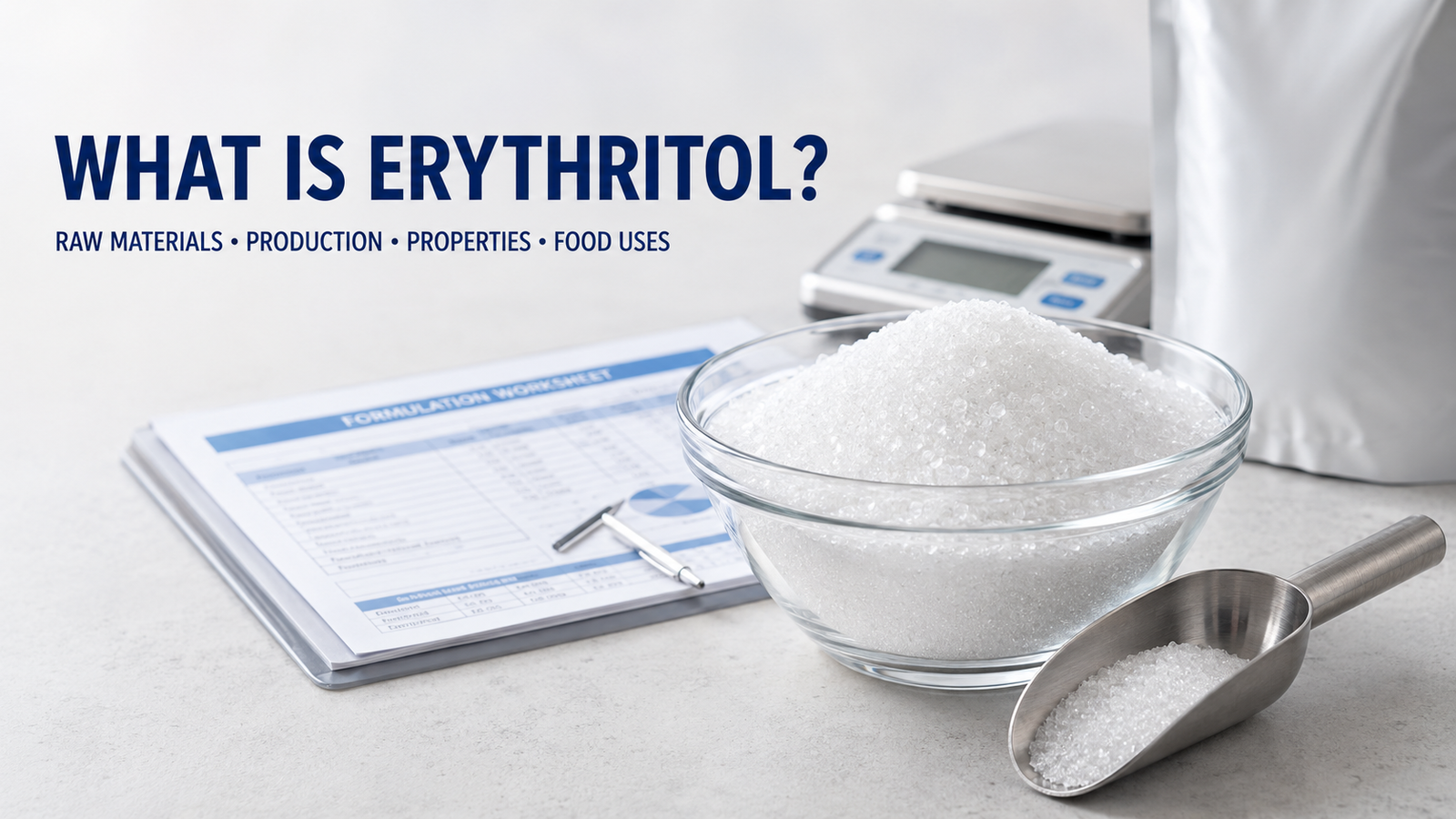 Food grade erythritol crystals with production, properties and food use guide